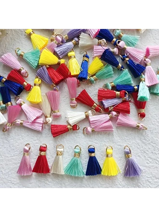 20 شرابة بيضاء يدوية الصنع مع حلقات أسلاك ذهبية لصنع المجوهرات DIY وتزيين القبعات - Image 2